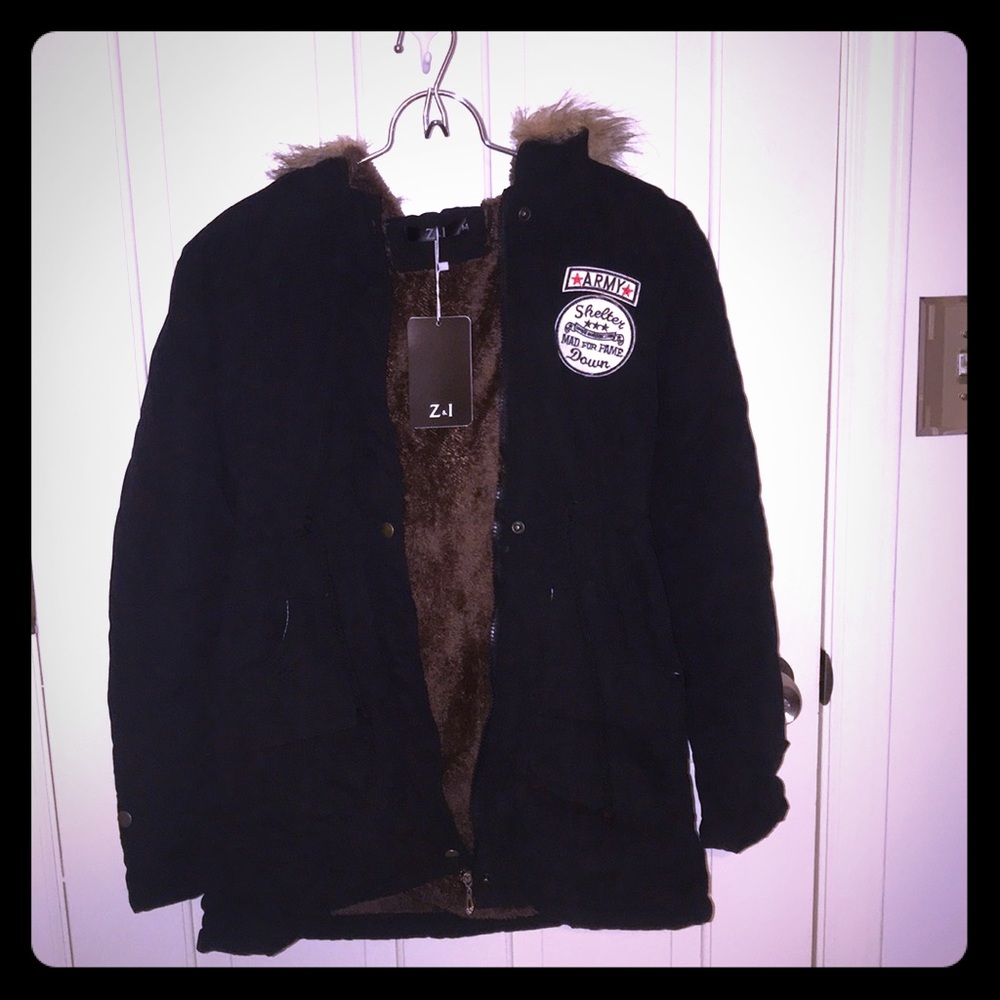 Z&I faux fur lined army jacket
